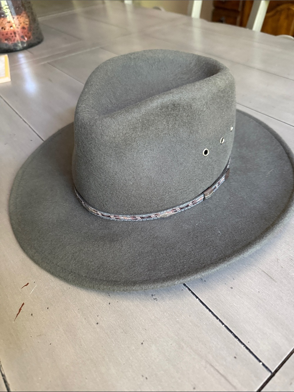 Stetson Crushable Olive Green Wool Felt Rancher Hat with Braided Band
